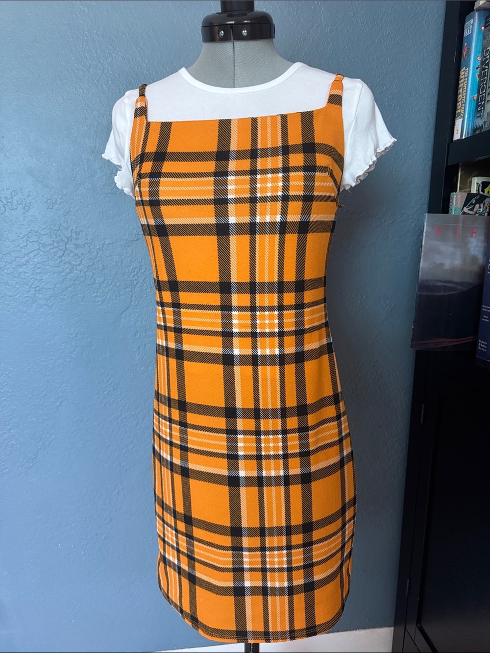 Plaid Yellow Sleeveless Mini Pencil Dress